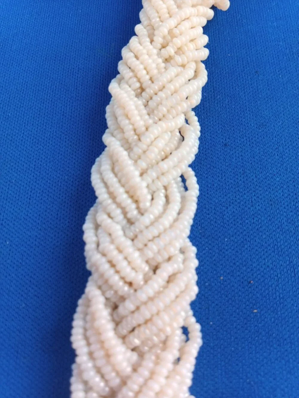 Vintage multi strand braided white seed bead necklace
